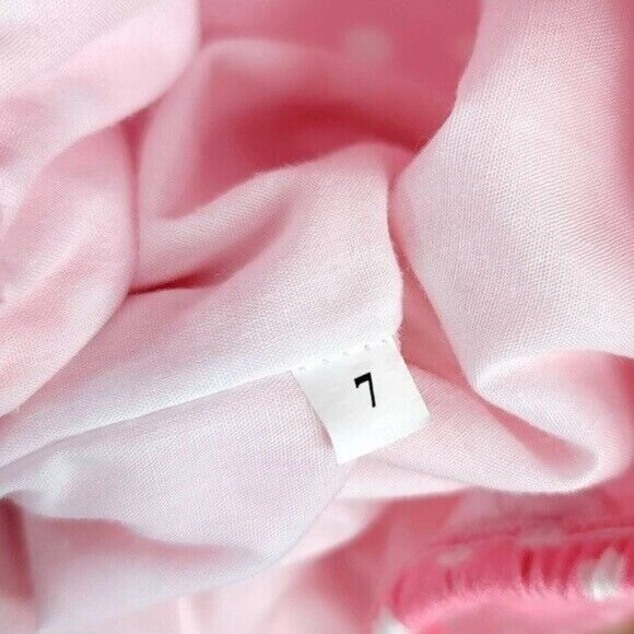 Girls Ruffle Pants Pink Size 7 White Green Lined Polka Dot Full Length Pull On - Picture 6 of 6